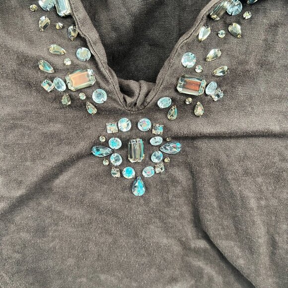 JM Collection Womens Top 10 Brown 100% Linen 3/4 Sleeve Pullover Shirt Blouse - Picture 3 of 9